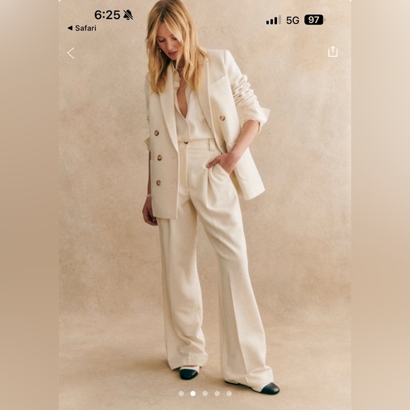 Sezane Pants - Sezane Théophile Trousers Ecru - Size 6
